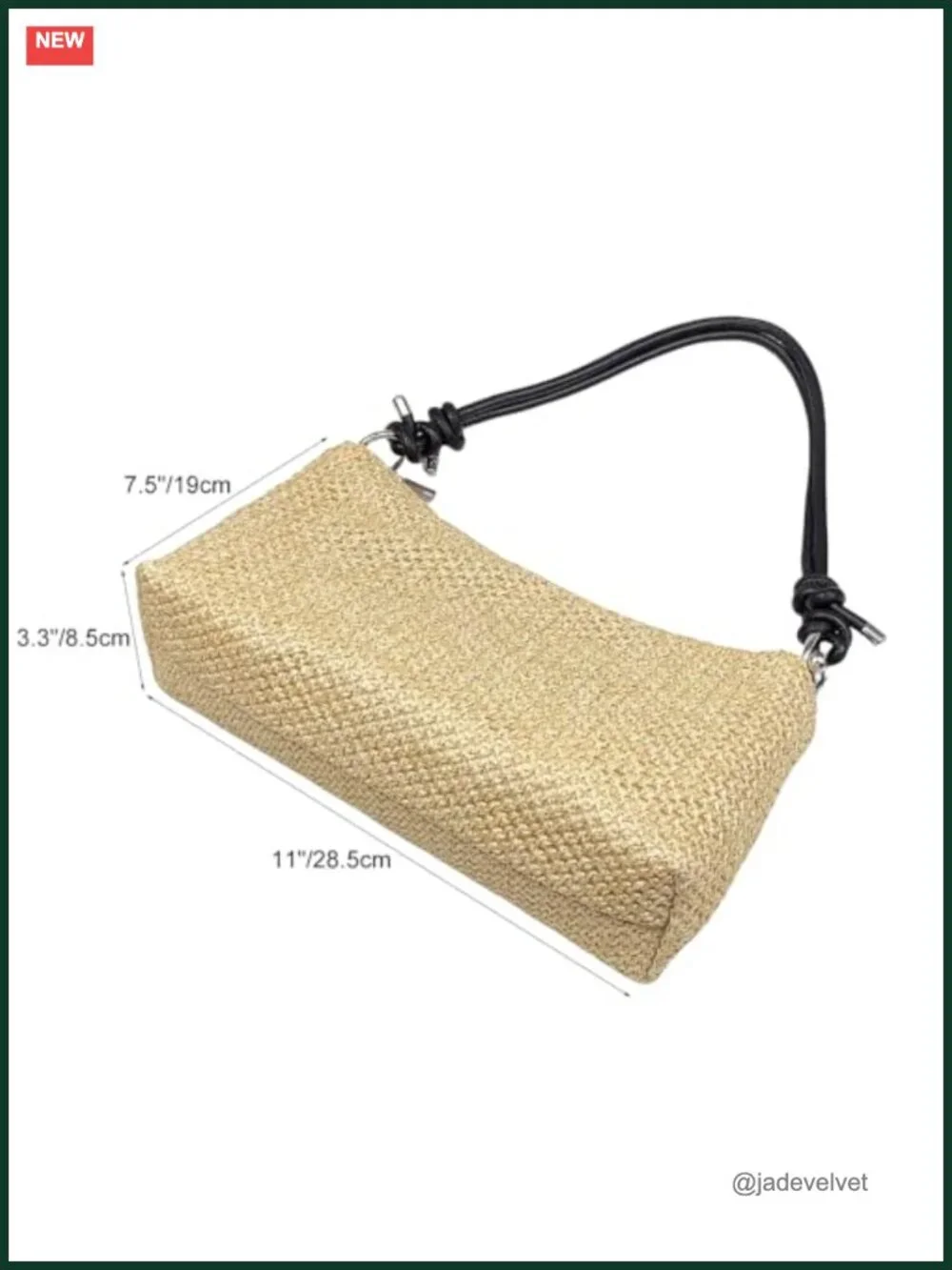Woven Straw Hobo Handbag with Knotted Double Shoulder Strap for Beach